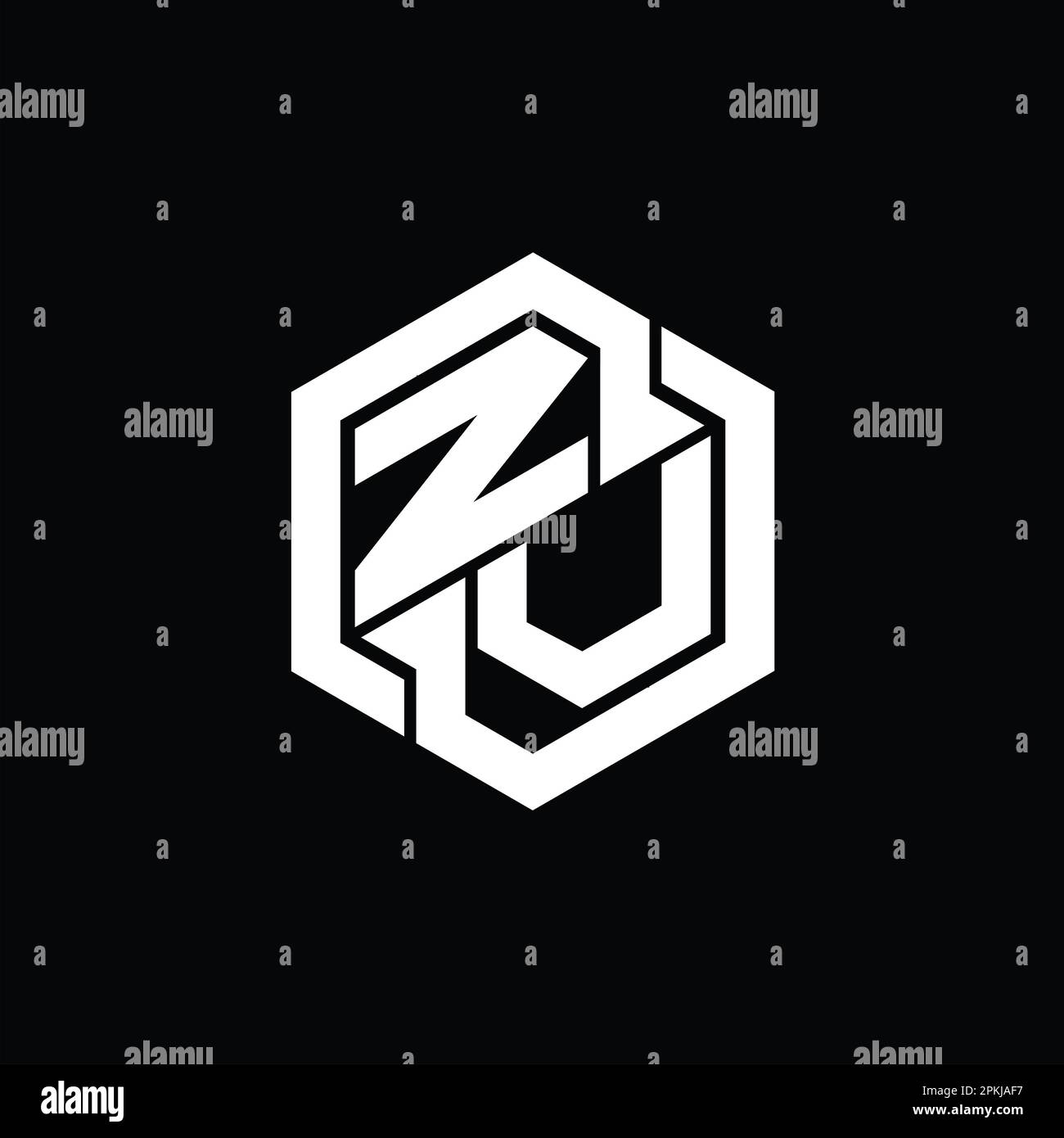ZV Logo monogramma gioco con modello di forma geometrica esagonale Foto Stock