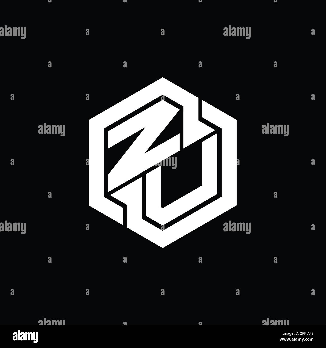 ZU Logo monogramma gioco con modello di forma geometrica esagonale Foto Stock