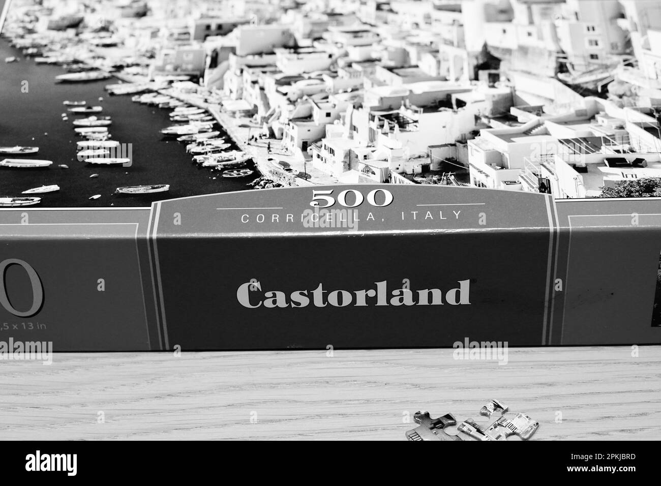 Un primo piano di un puzzle del marchio Castorland Foto Stock