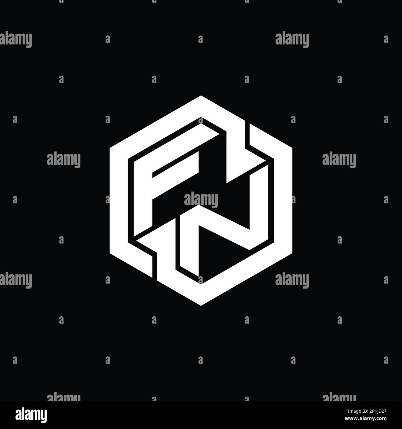 FN Logo monogramma gioco con modello di forma geometrica esagonale Foto Stock