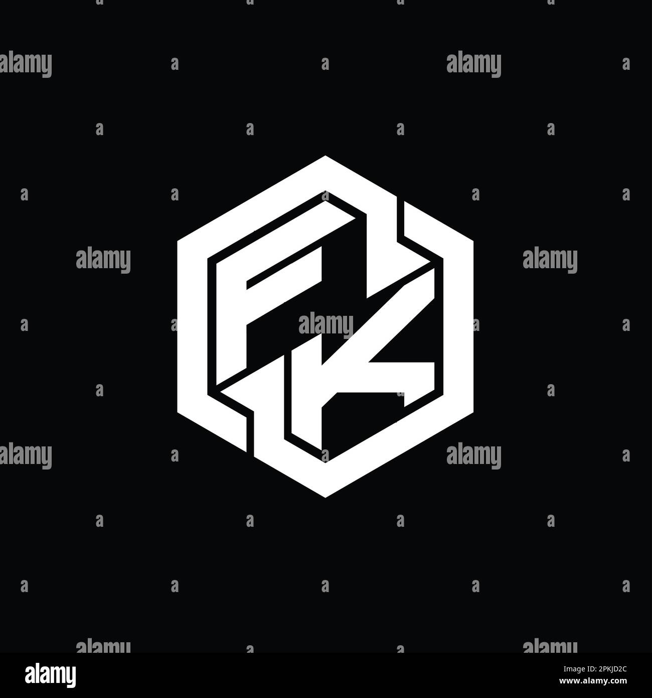 FK Logo monogramma gioco con modello di forma geometrica esagonale Foto Stock