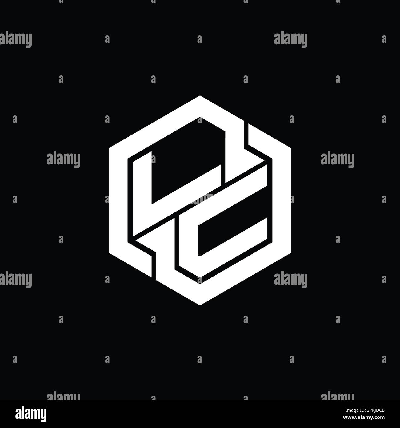 Gioco monogramma con logo LC con modello a forma geometrica esagonale Foto Stock