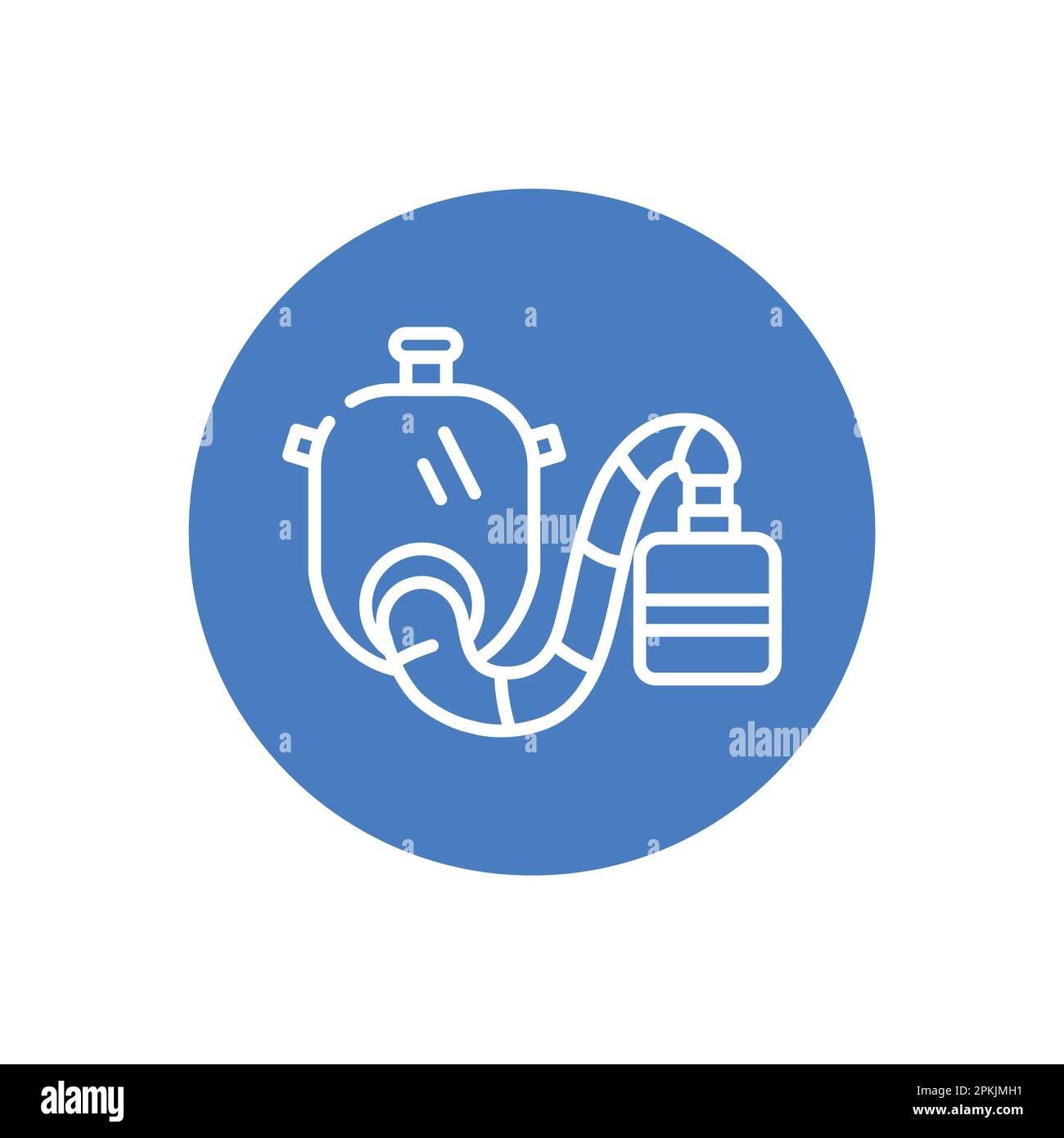 Icona linea nera della maschera respiratore. Apparecchio per la respirazione dell'ossigeno. Illustrazione Vettoriale