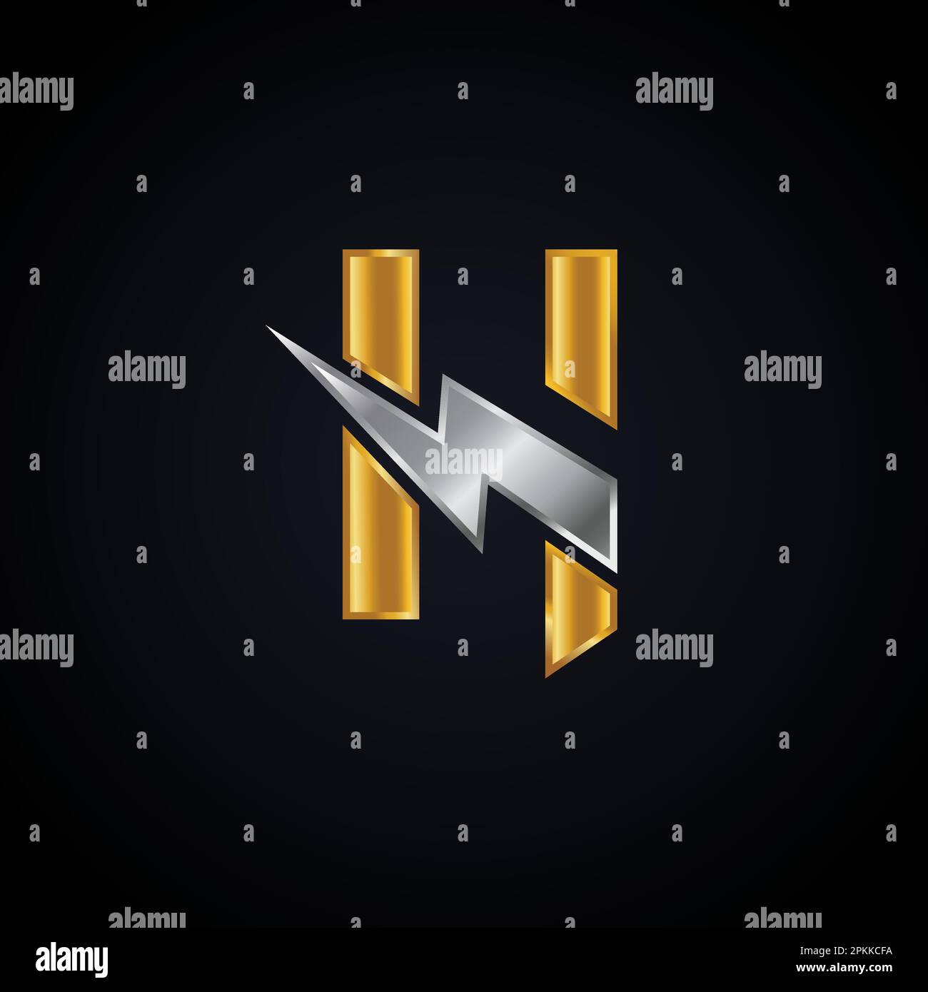 Logo lettera H con design a vettore fulmine Thunder. Figura vettore logo lettera H per bulloni elettrici. Illustrazione Vettoriale