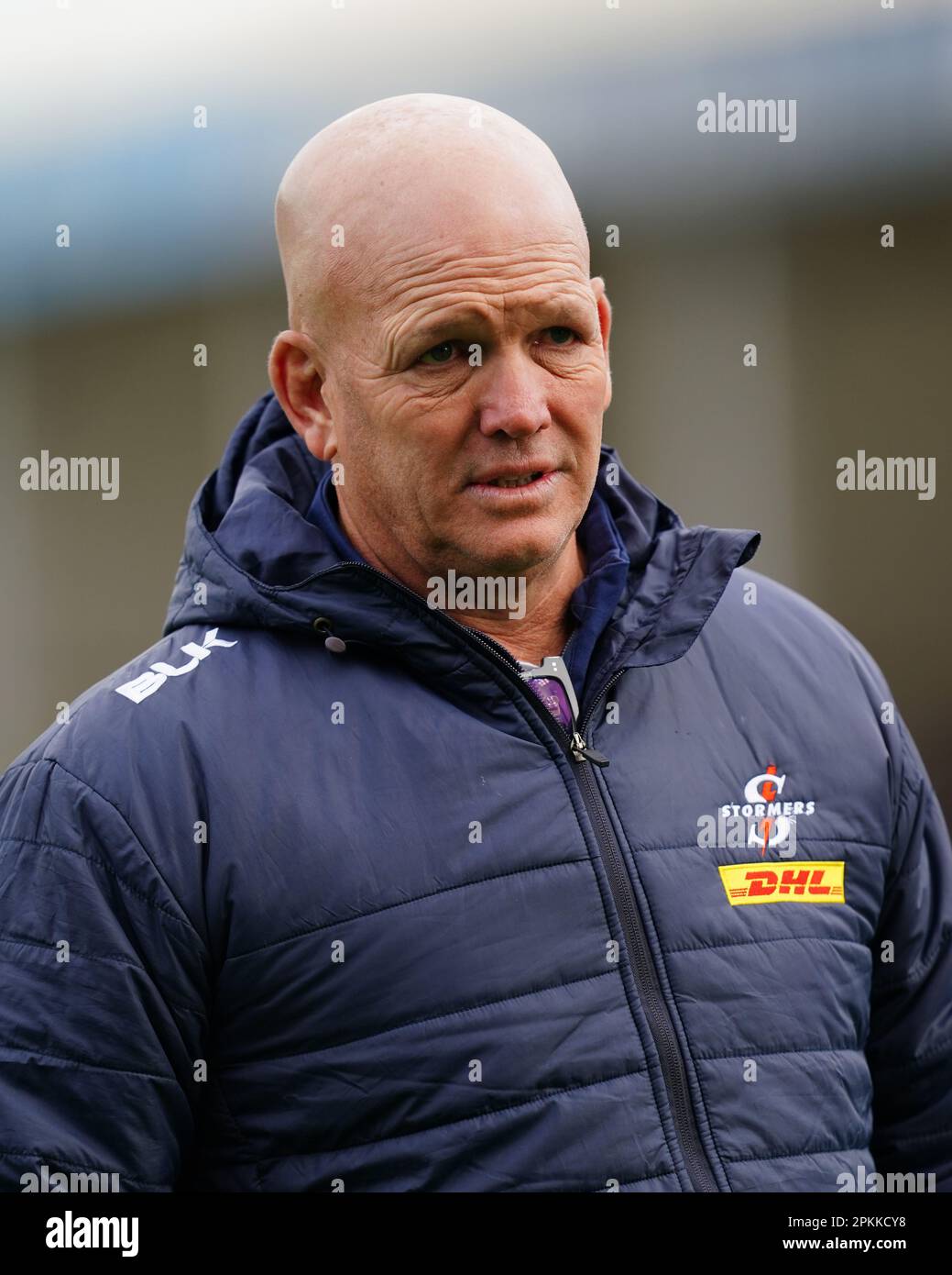 John Dobson, il capo allenatore di Stormers, guarda avanti alla Heineken Champions Cup, Quarter Final Match a Sandy Park, Exeter. Data immagine: Sabato 8 aprile 2023. Foto Stock