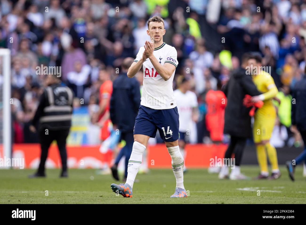 Ivan Perisic di Tottenham gestures durante la partita della Premier League tra Tottenham Hotspur e Brighton e Hove Albion allo stadio Tottenham Hotspur di Londra sabato 8th aprile 2023. (Foto: Federico Guerra Maranesi | NOTIZIE MI) Credit: NOTIZIE MI & Sport /Alamy Live News Foto Stock