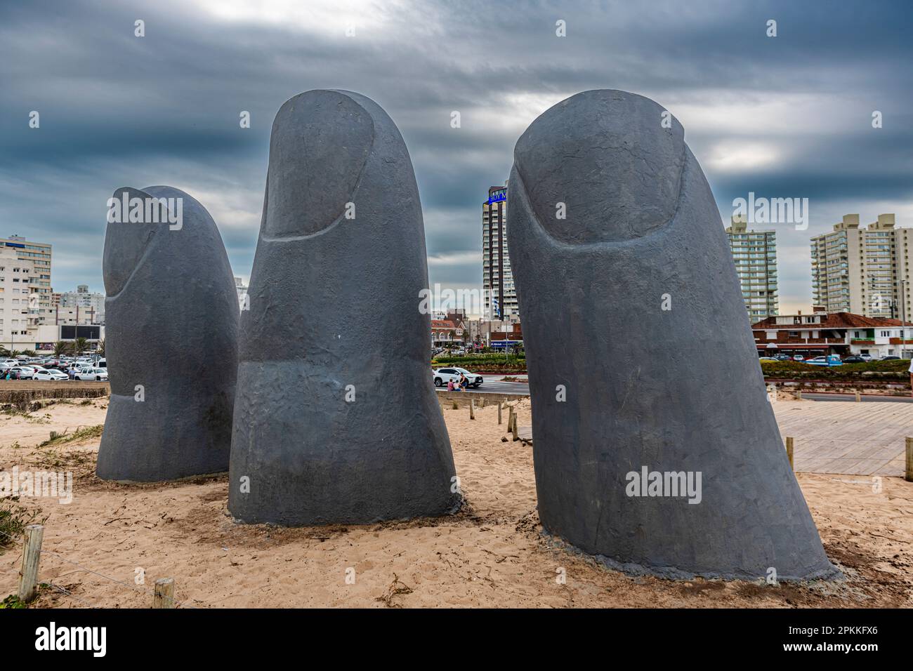 Le dita di Punta del Este, monumento a mano, Punta del Este, Uruguay, Sud America Foto Stock