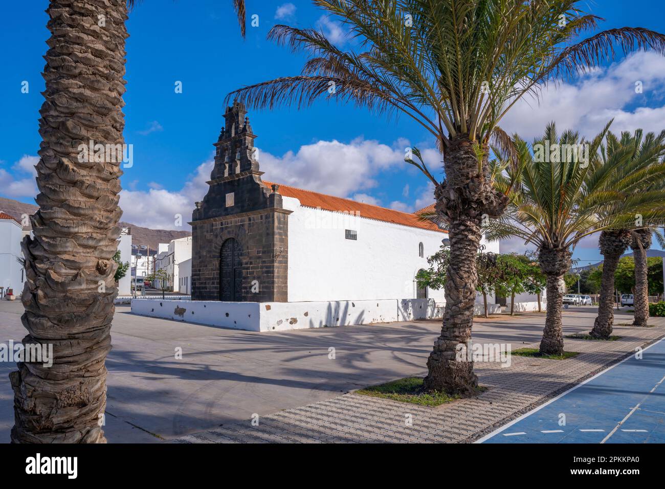 Vista della Chiesa di Parroquia de Santa Ana, Casillas del Angel, Fuerteventura, Isole Canarie, Spagna, Atlantico, Europa Foto Stock