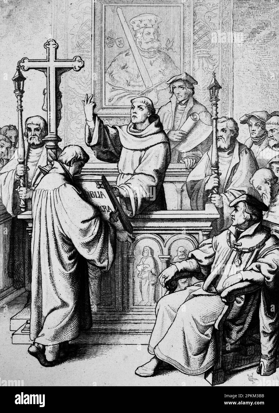 Università di Wittenberg, dottorato in teologia di Martin Lutero il 1512 ottobre , illustrazione storica 1851 Foto Stock