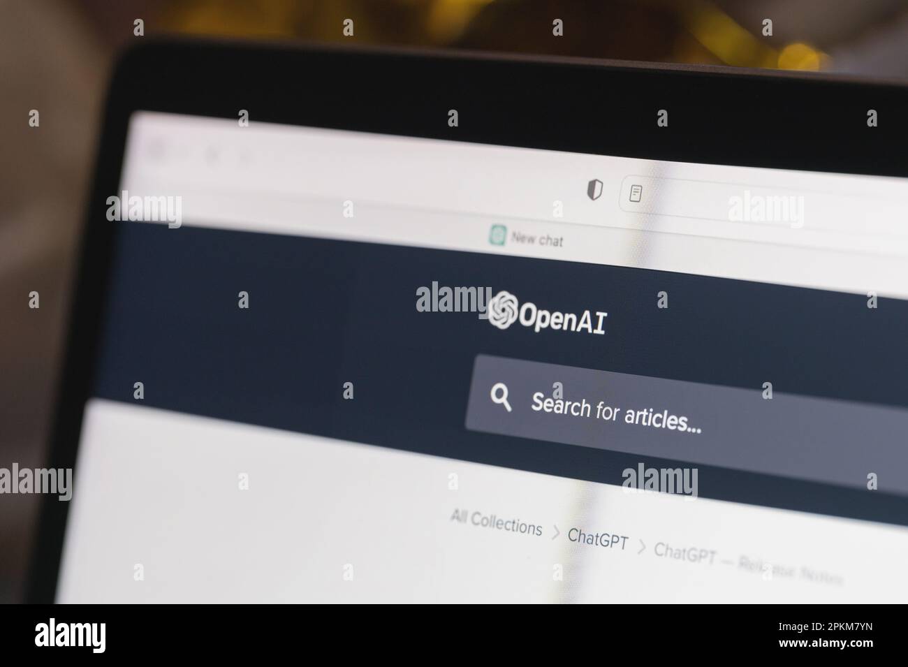 New york, Stati Uniti d'America - 7 aprile 2023: Nuova chat in OpenAi ChatGPT sullo schermo del computer vista ravvicinata Foto Stock