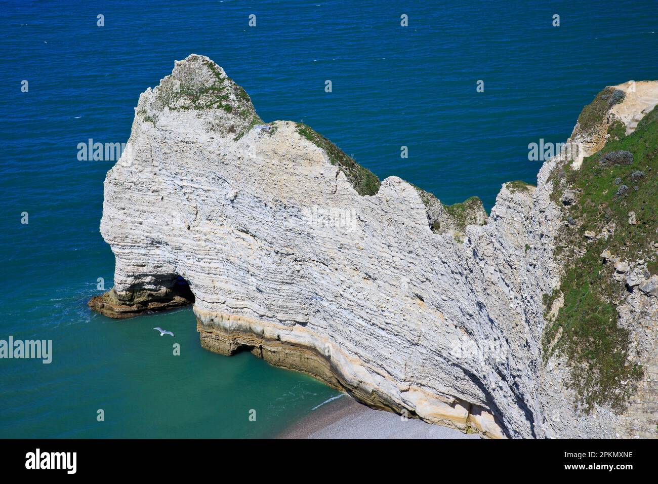 La Porte d'Amont (Falaise d'Amont) a Etretat (Senna Marittima), Normandia, Francia Foto Stock