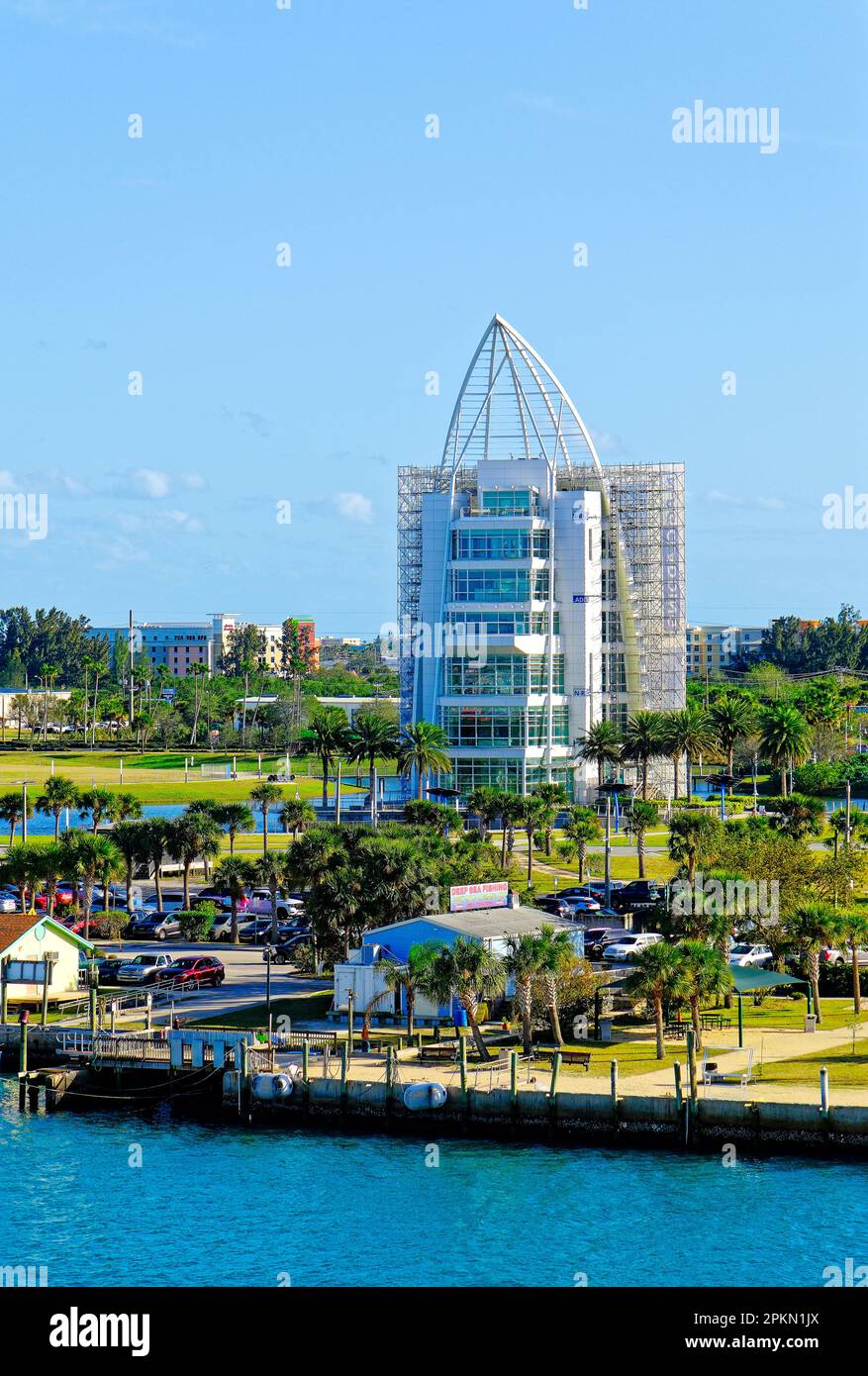 Cape Canaveral, Florida - 29 gennaio 2023: Cape Canaveral è la sede di Port Canaveral, uno dei porti da crociera più trafficati del mondo, ed è parte di un Foto Stock