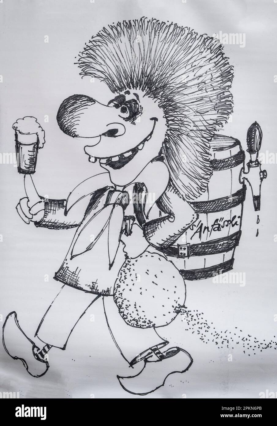 Disegno bianco e nero di una birra Waggis Foto Stock