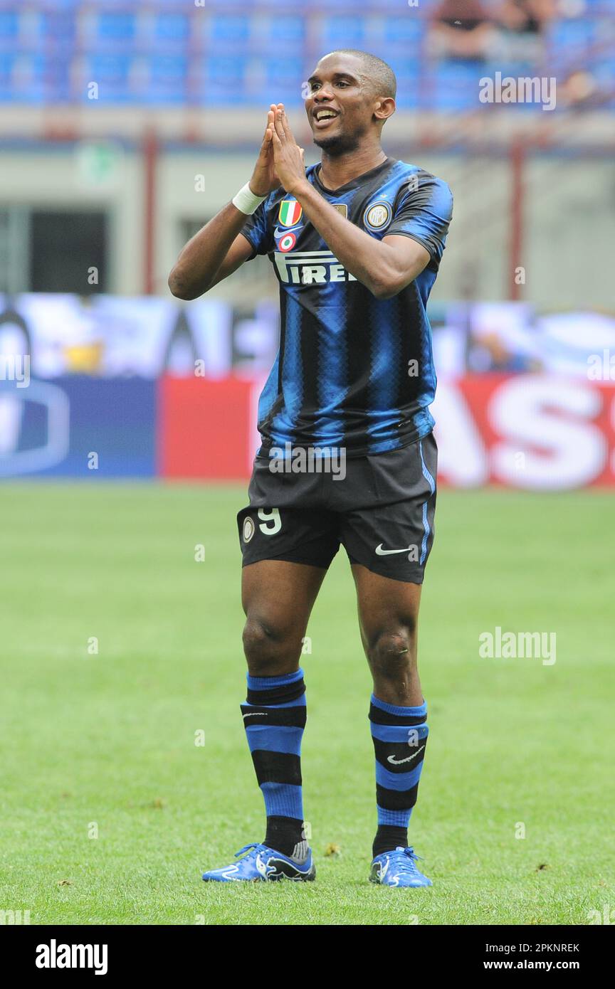 Milano, Italia, 23/04/2011 : Samuel Eto’o durante la partita Inter Lazio Foto Stock