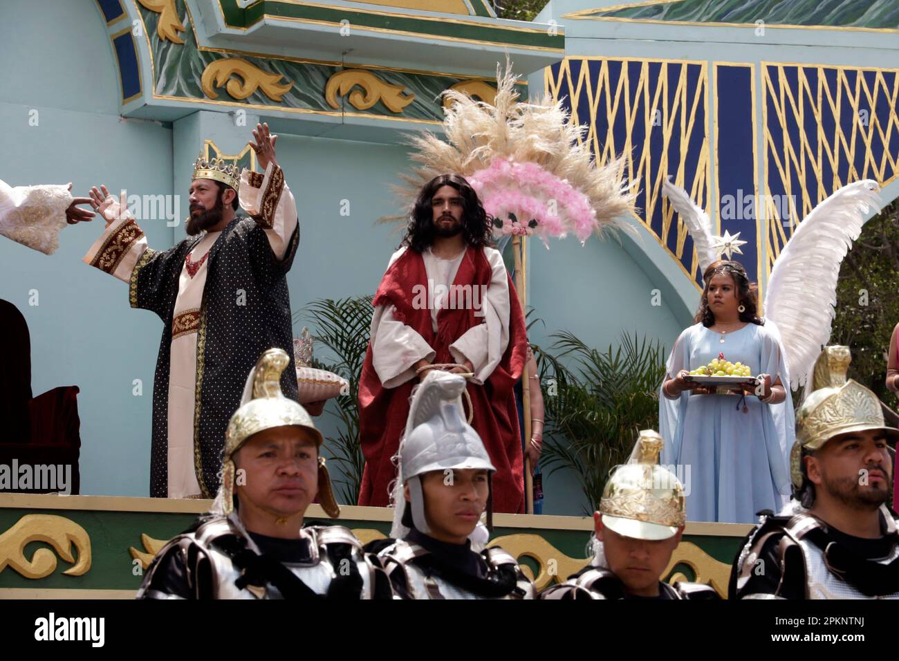 Non esclusiva: 7 aprile 2023, Città del Messico, Messico: Cristo nella rappresentazione 180th della Passione e morte di Cristo nel Municipio di Iztapalapa Foto Stock