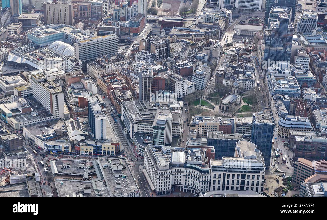 Una vista aerea del centro di Birmingham, West Midlands, Inghilterra, Regno Unito Foto Stock