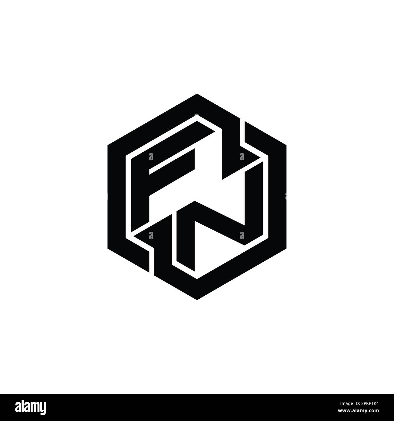 FN Logo monogramma gioco con modello di forma geometrica esagonale Foto Stock
