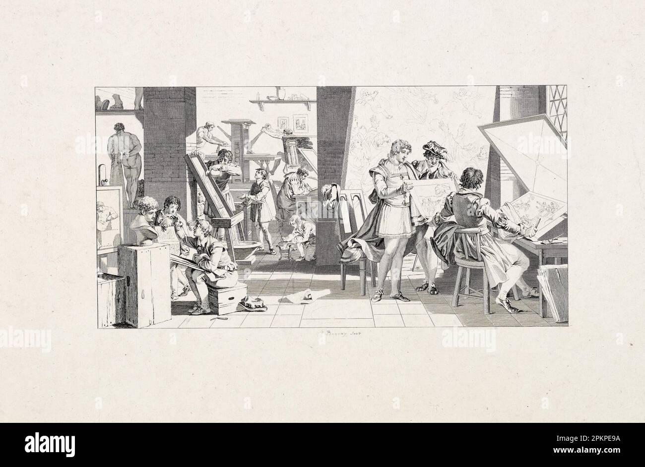 Studio di un printmaker 1806 di Pierre-Charles Baquoy Foto Stock