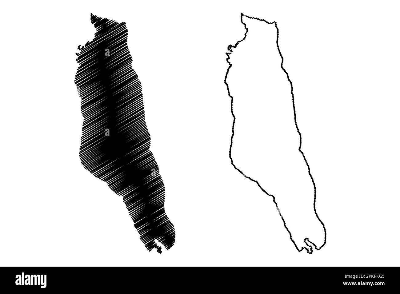 Illustrazione vettoriale della mappa del lago Jipe (Africa, Repubblica unita di Tanzania), mappa di schizzo Illustrazione Vettoriale