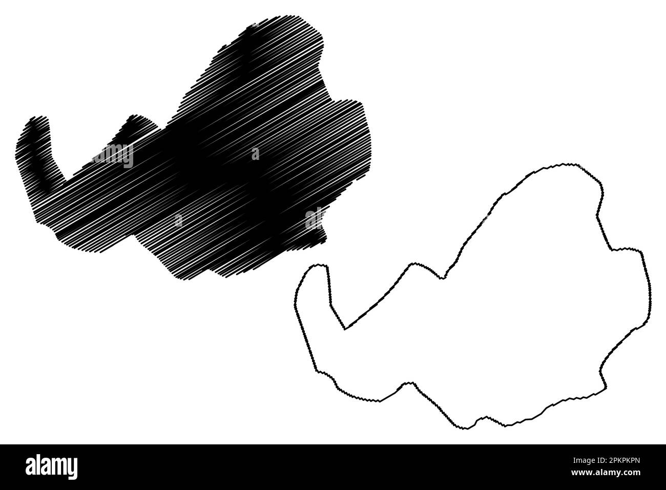 Illustrazione vettoriale della mappa del lago Ikimba (Africa, Repubblica unita di Tanzania), mappa di schizzo Illustrazione Vettoriale