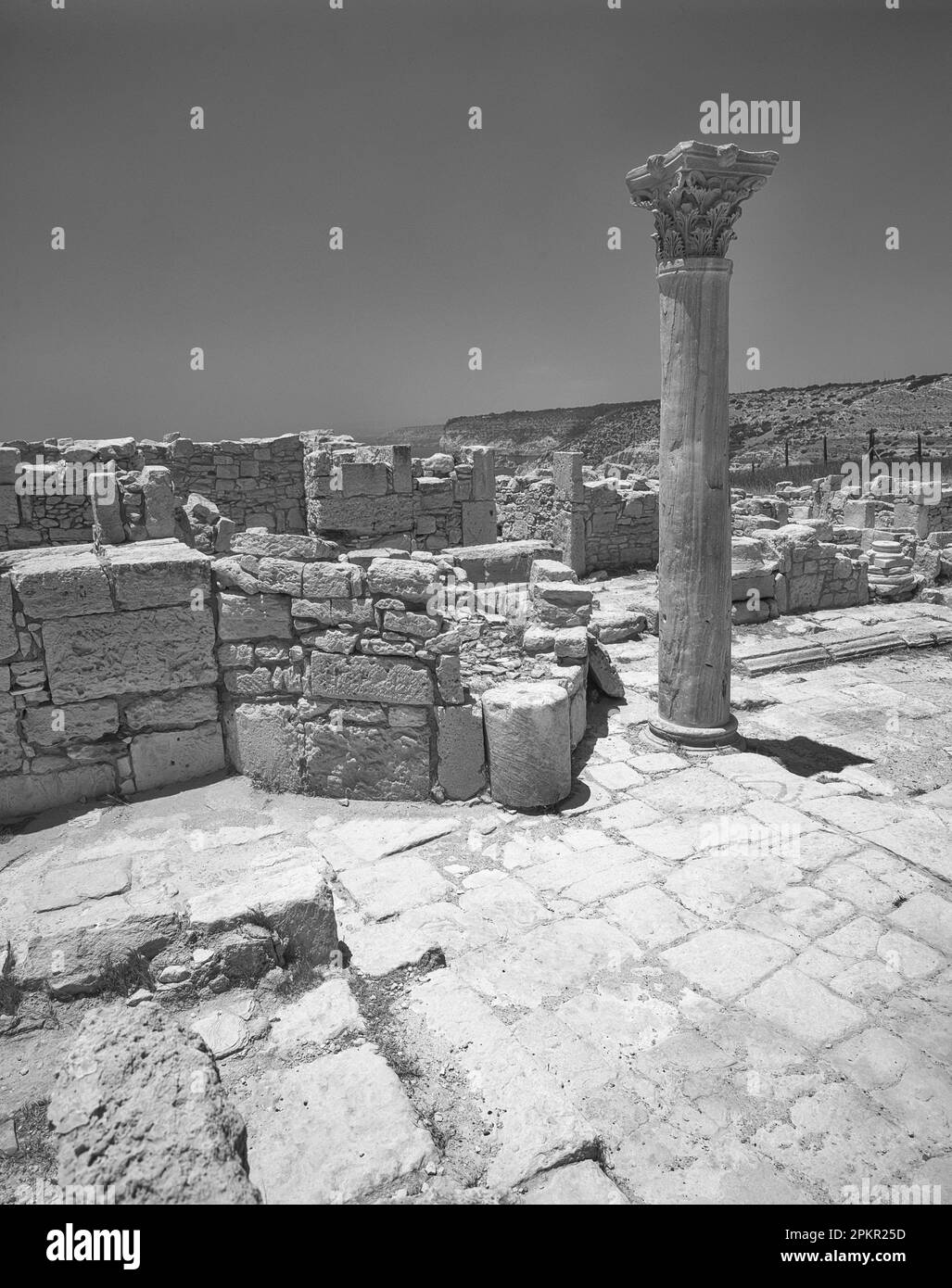 Le rovine del sito archeologico di Kourion presso l'antica città greca del 1000BC di Kourion. La città è stata in gran parte distrutta con una serie di grandi terremoti Foto Stock