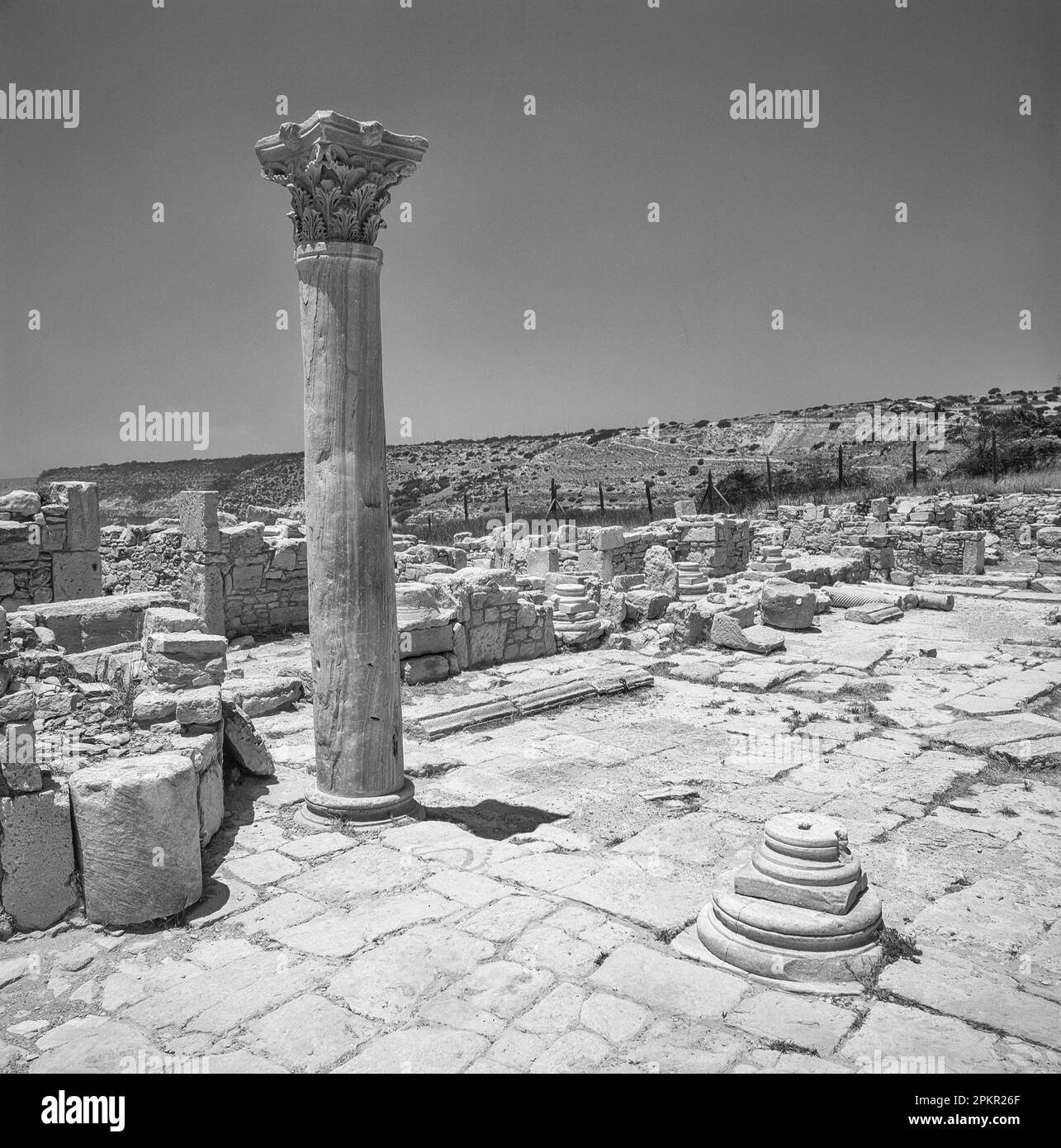 Le rovine del sito archeologico di Kourion presso l'antica città greca del 1000BC di Kourion. La città è stata in gran parte distrutta con una serie di grandi terremoti Foto Stock