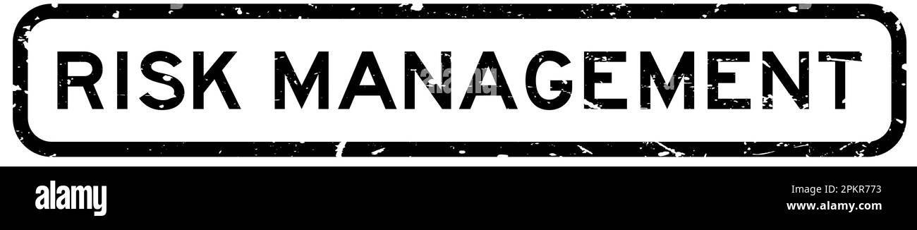 Grunge nero gestione del rischio parola quadrata guarnizione in gomma timbro su sfondo bianco Illustrazione Vettoriale