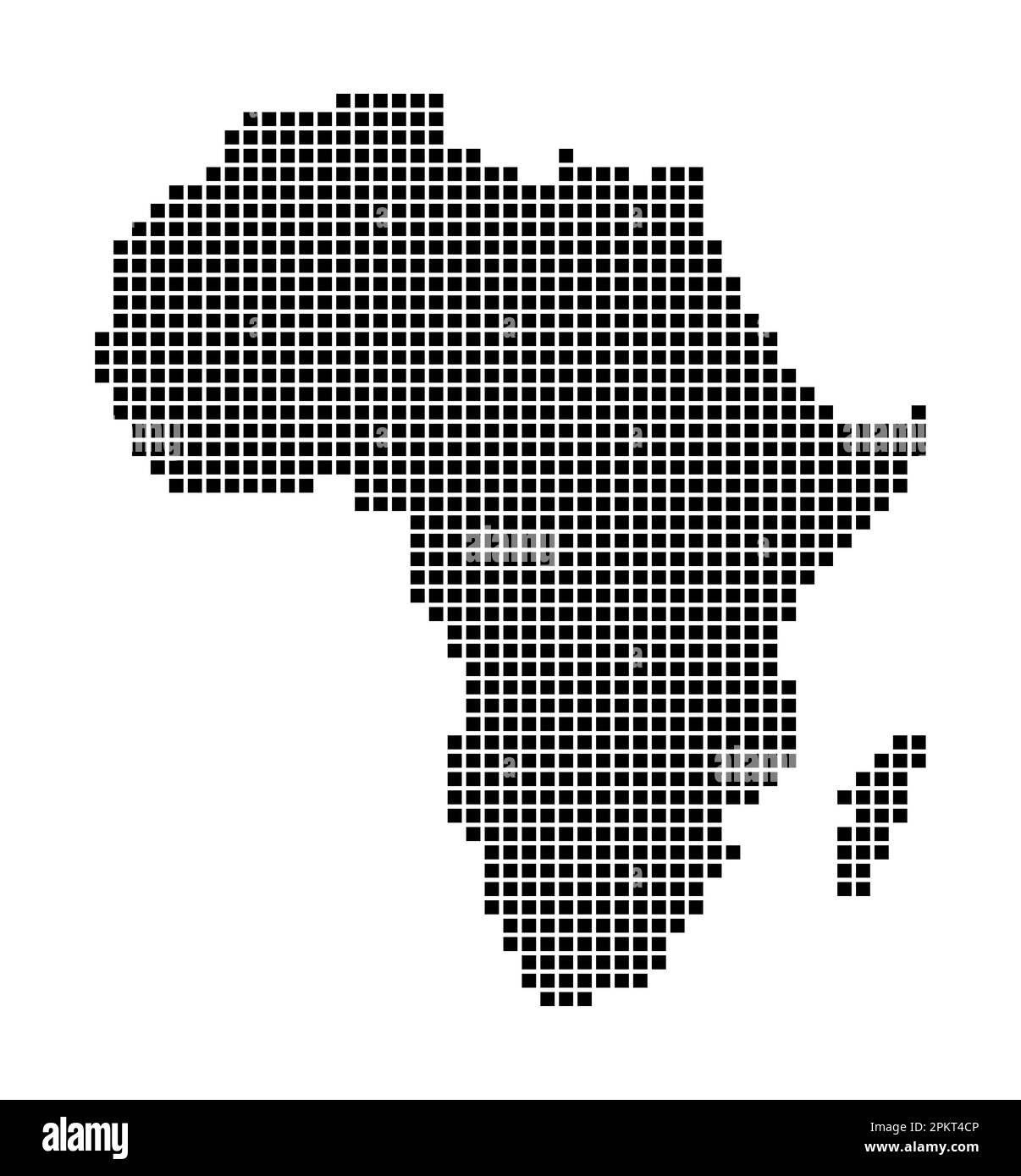 Mappa dell'Africa. Mappa dell'Africa in stile punteggiato. Bordi del continente riempiti di rettangoli per il progetto. Illustrazione vettoriale. Illustrazione Vettoriale