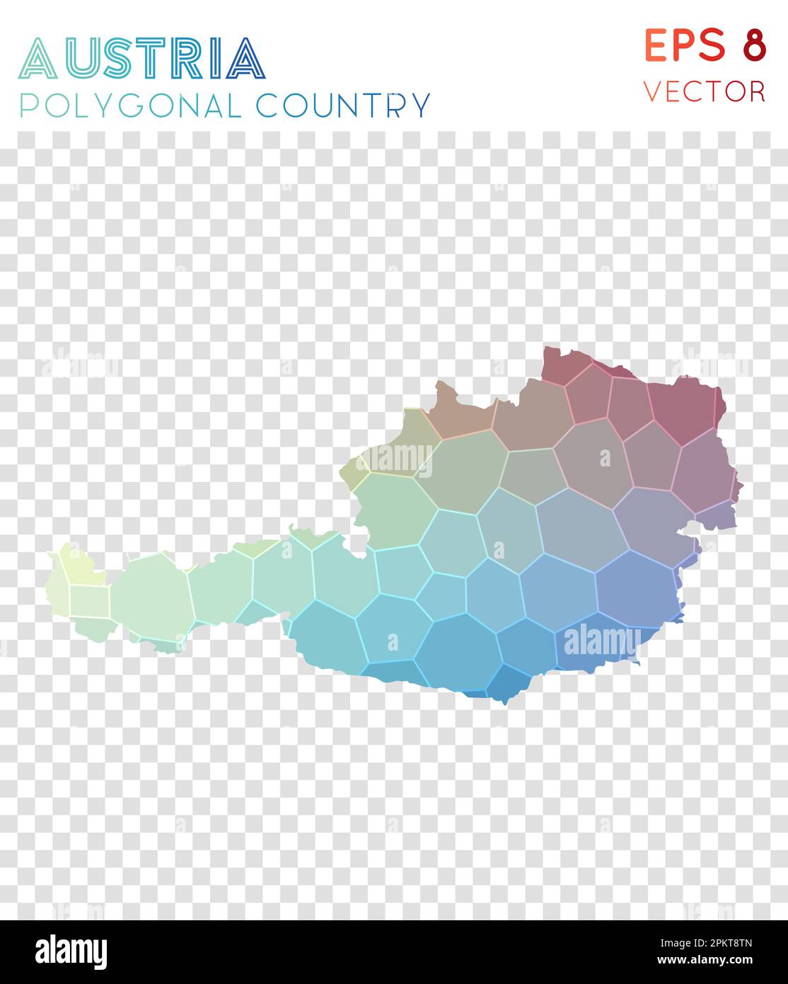 Austria carta poligonale, paese in stile mosaico. Attraente, basso stile poly, design moderno. Austria carta poligonale per infografica o presentazione. Illustrazione Vettoriale