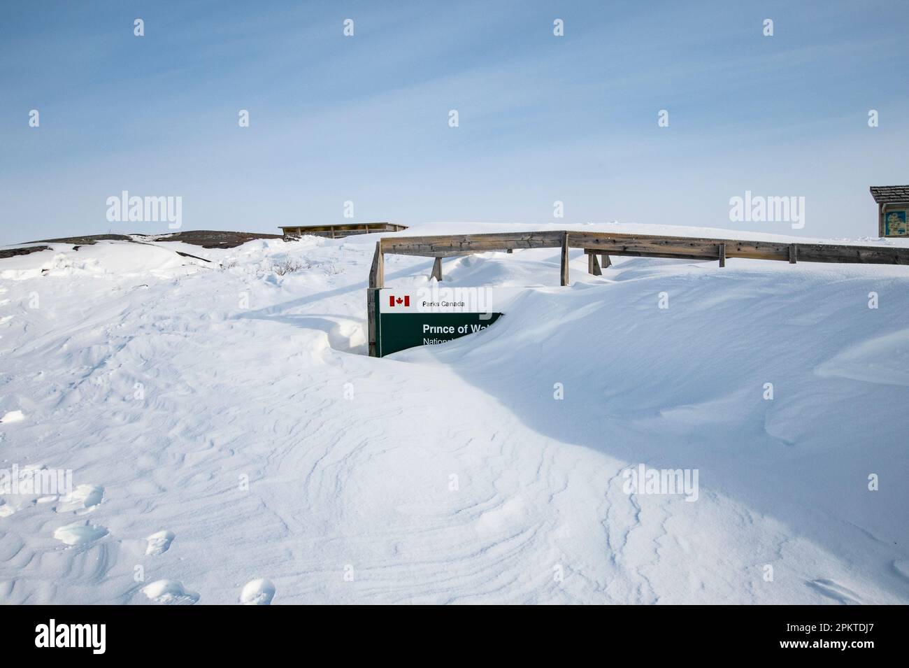 Parchi sepolti Canada segno a Cape Merry a Churchill, Manitoba, Canada Foto Stock