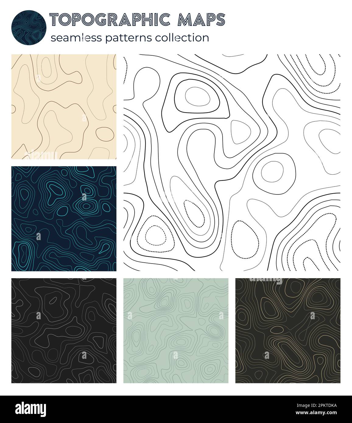 Mappe topografiche. Splendidi motivi isolini, design senza cuciture. Accattivante sfondo con possibilità di affiancamento. Illustrazione vettoriale. Illustrazione Vettoriale