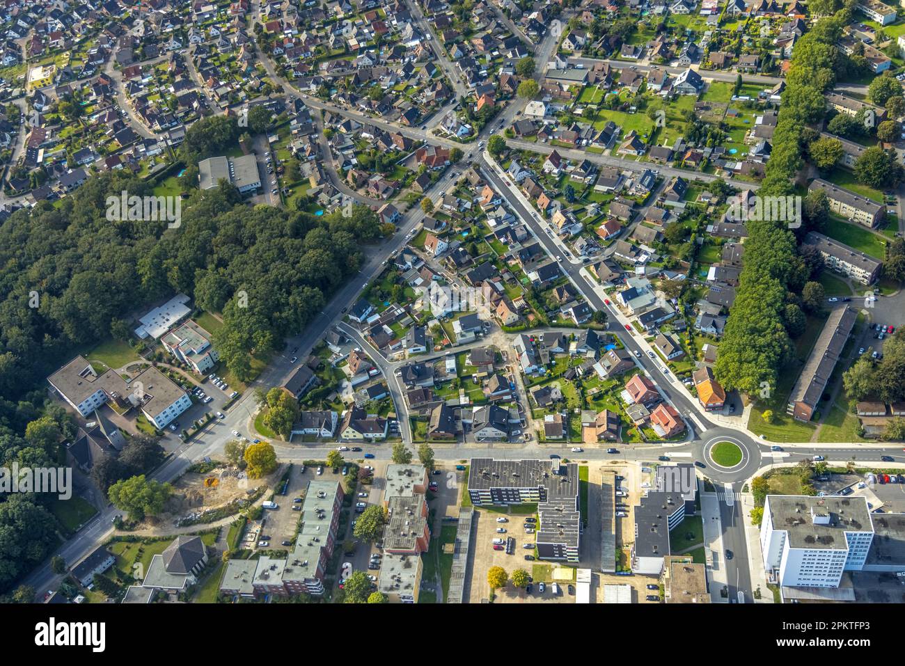 Veduta aerea, posizione Hammer Straße nel distretto Bockum-Hövel a Hammm, zona Ruhr, Renania settentrionale-Vestfalia, Germania, DE, Europa, tassa di proprietà, Hamm, Foto Stock