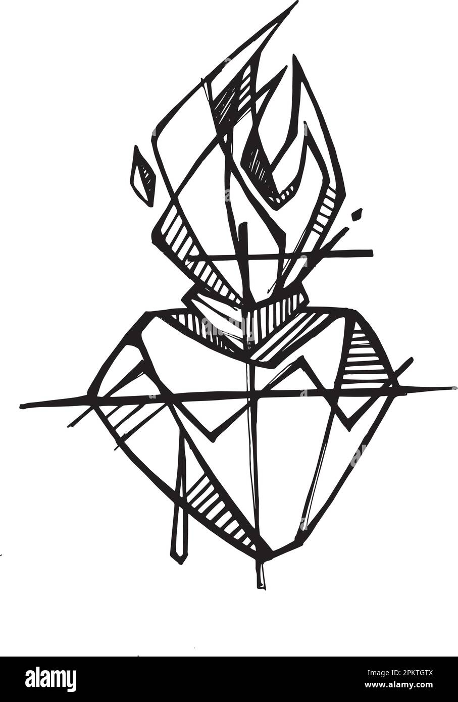 Disegno vettoriale disegnato a mano o disegno del Sacro cuore Illustrazione Vettoriale