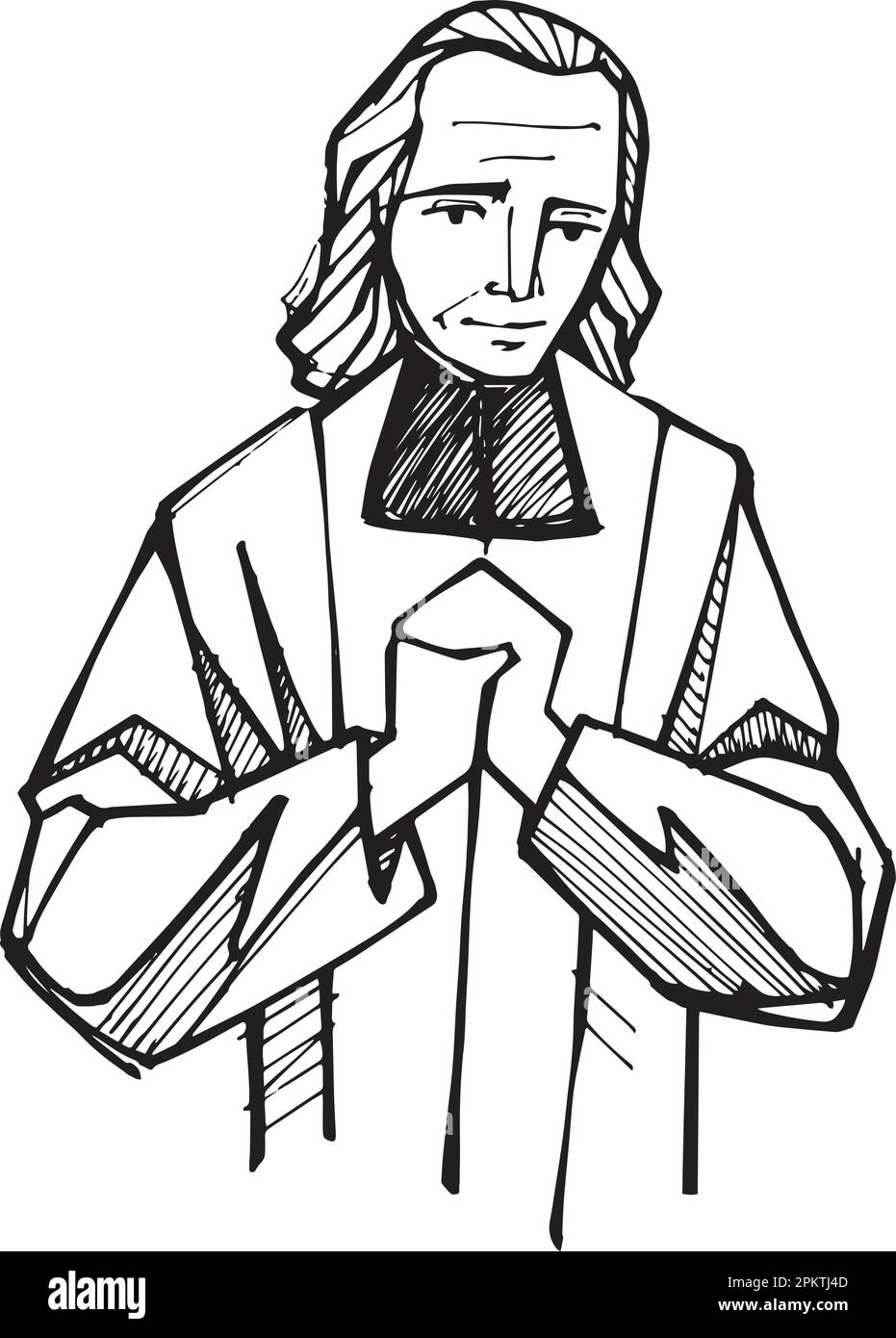 Illustrazione vettoriale disegnata a mano o disegno di St. John Vianney Illustrazione Vettoriale