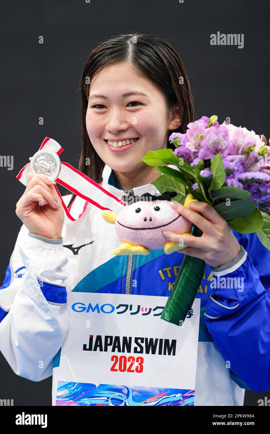 Tokyo, Giappone. 9th Apr, 2023. Nuoto Ageha Tanigawa : Campionati giapponesi di nuoto (GIAPPONE NUOTO 2023) cerimonia individuale di premiazione Medley 400m femminile al Tokyo Aquatics Centre di Tokyo, Giappone . Credit: AFLO SPORT/Alamy Live News Foto Stock