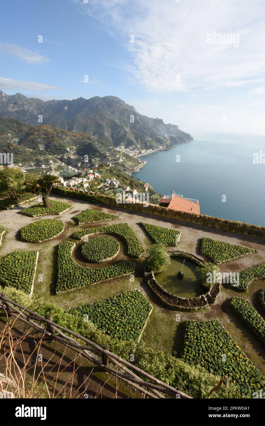 Ravello - Villa Rufolo view, Costiera Amalfitana, Italia Foto Stock