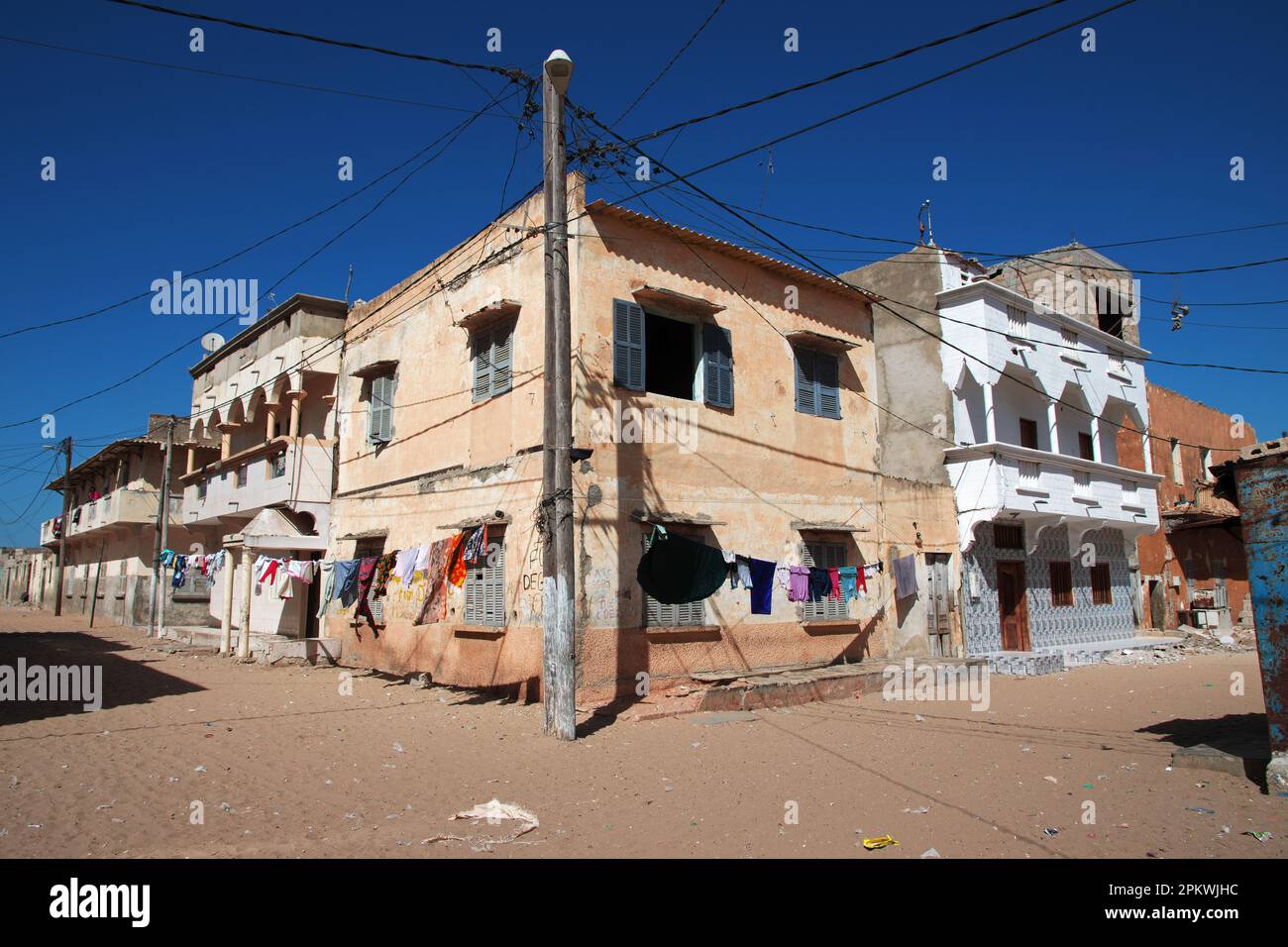 Casa d'epoca di Saint-Louis, Senegal, Africa occidentale Foto Stock