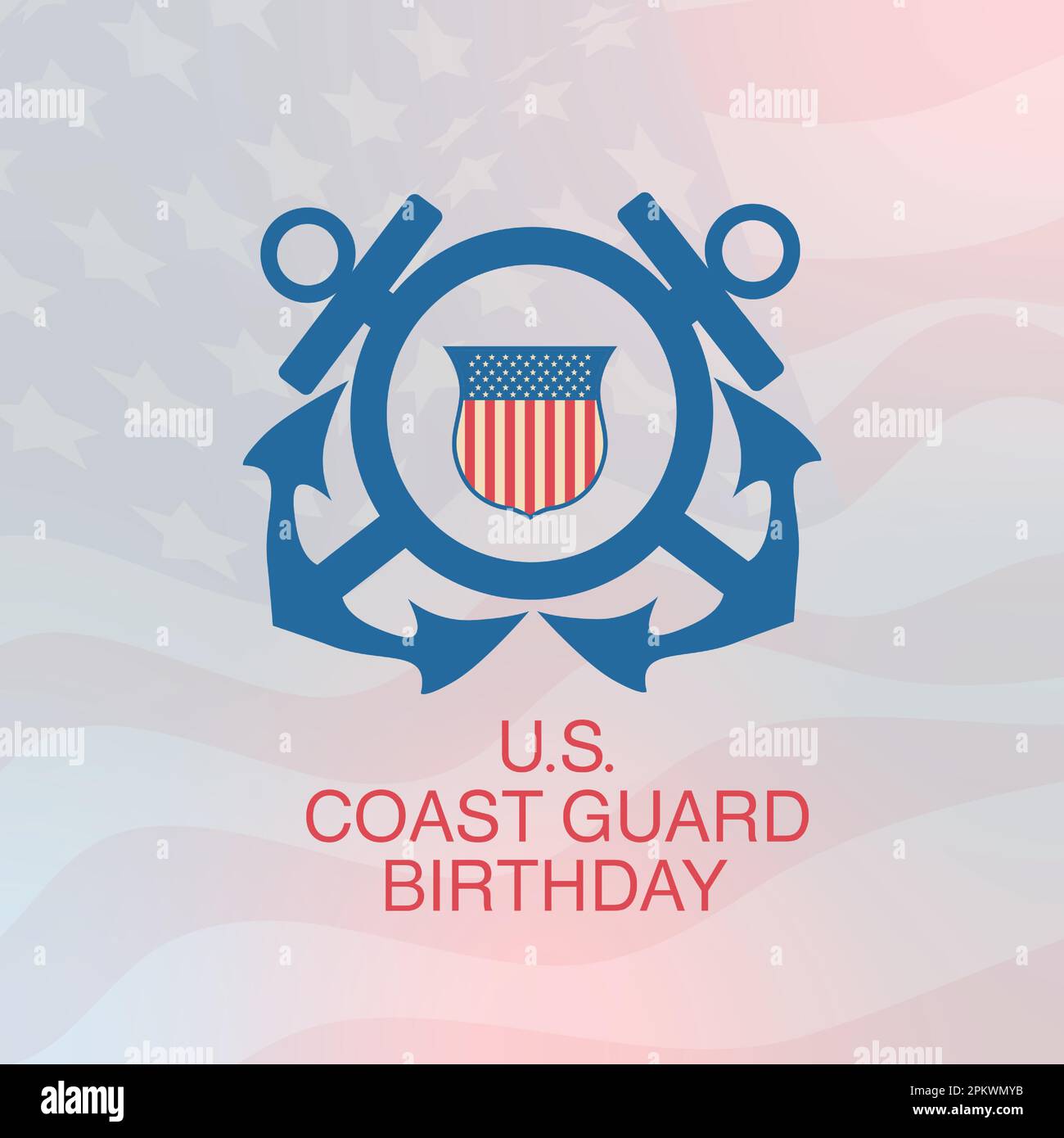 STATI UNITI Giornata della Guardia Costiera negli Stati Uniti. Festa federale, celebrata annualmente nel mese di agosto 4. Stile mare. Design con ancoraggio e protezione. Elemento patriottico, mo Illustrazione Vettoriale