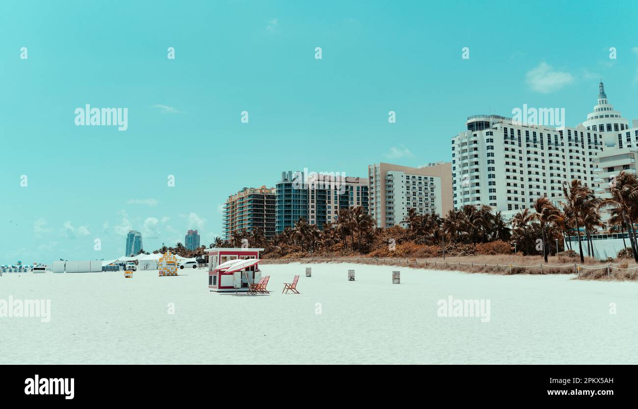 Skyline della città Miami Beach vista panoramica estiva Foto Stock