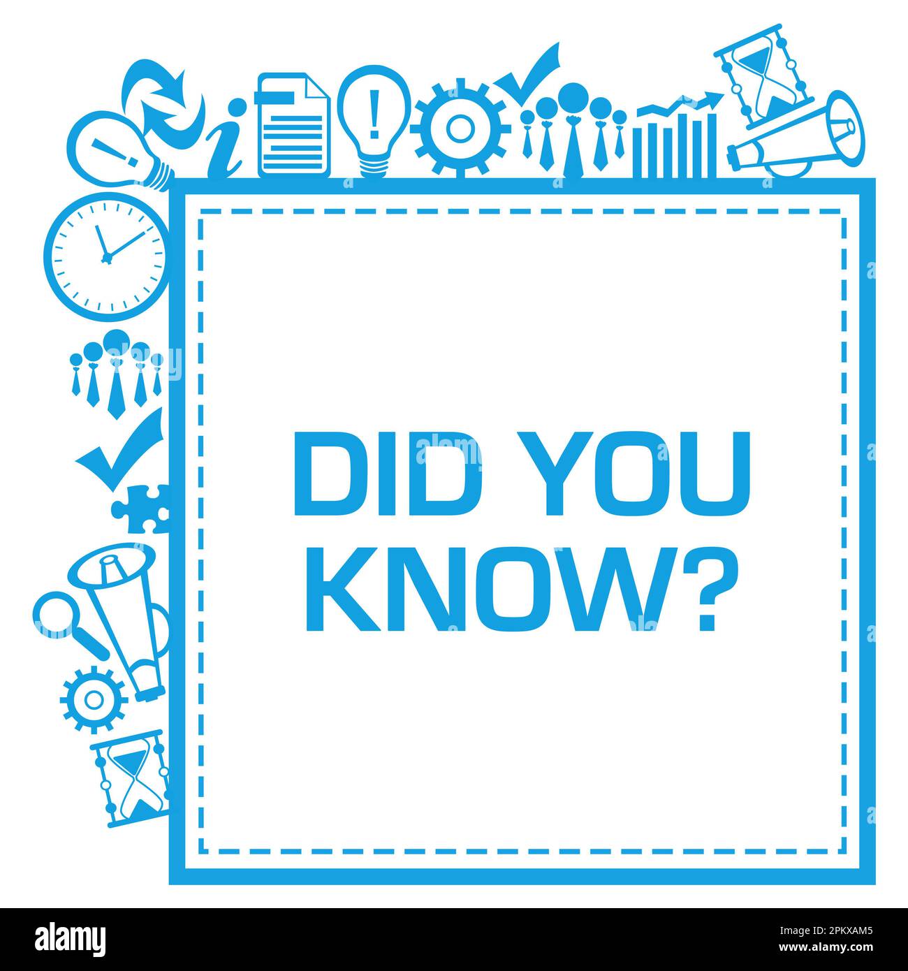 Sapevate che Business simboli quadrati lati testo blu Foto Stock