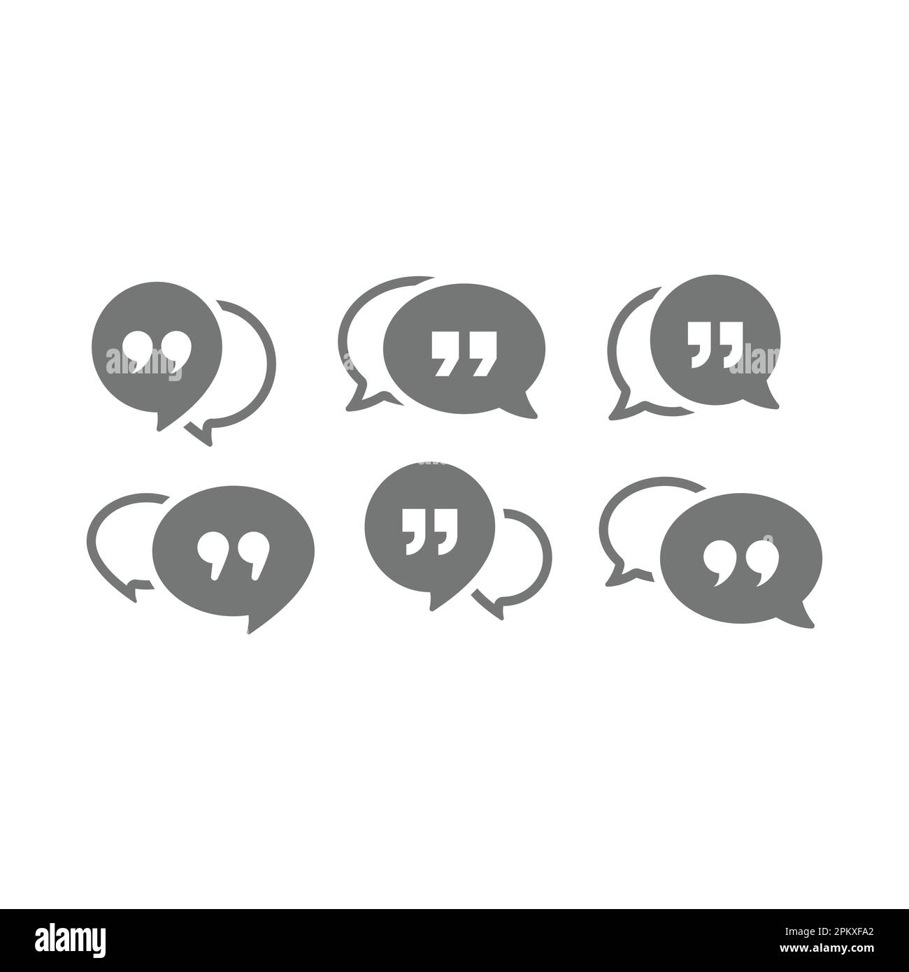 Set di icone del vettore di virgolette e bolle del messaggio. Simbolo del fumetto e delle virgolette della chat. Illustrazione Vettoriale