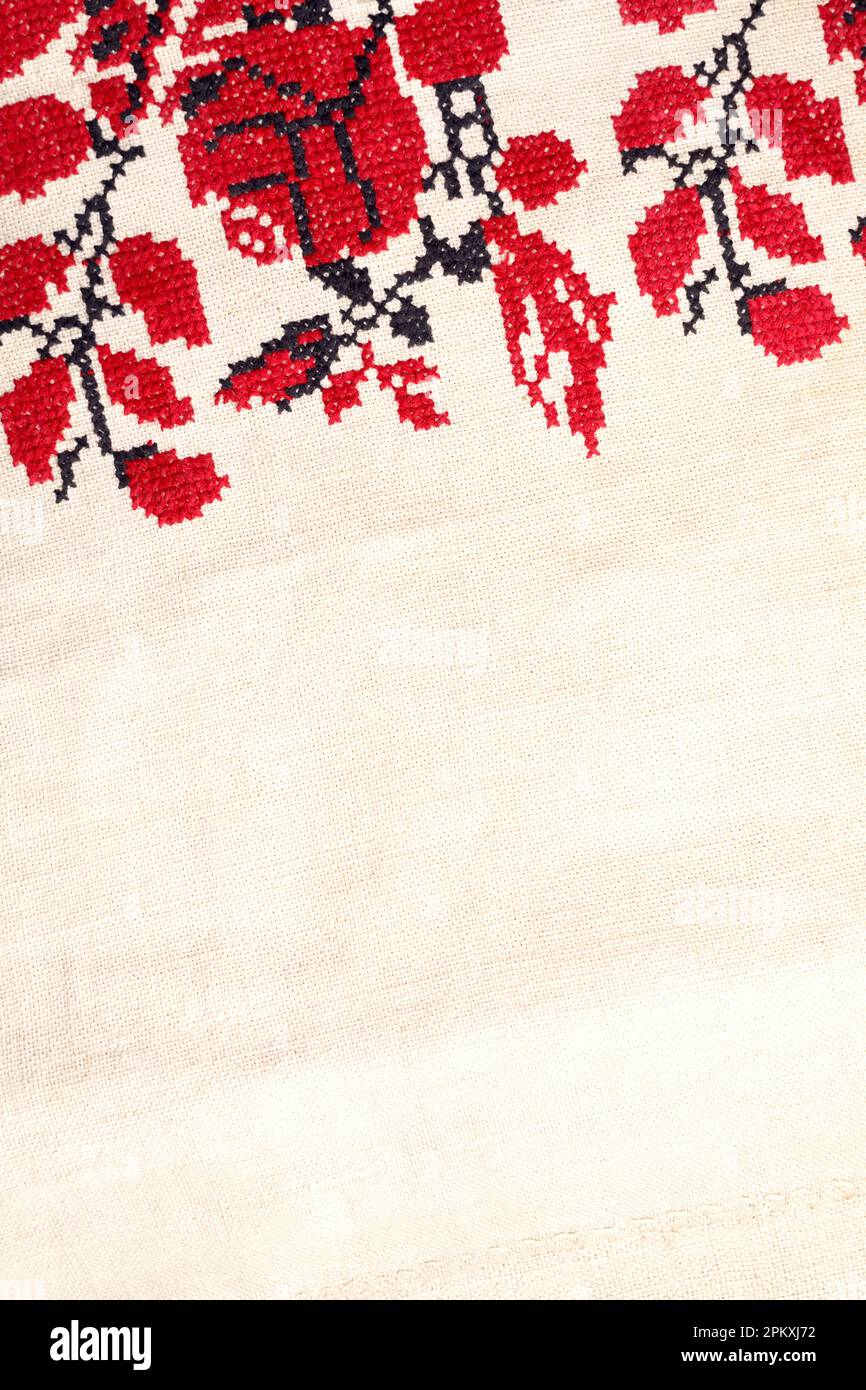 Beige bianco stile casale righe texture. Tessuto di tela di lino sfondo modello. Linea tessuto di tessuto a strisce per asciugamano da cucina. Pinst Foto Stock