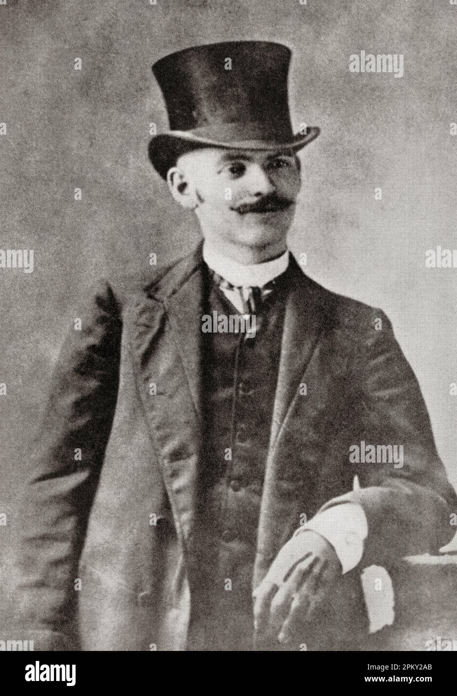 Bathhouse John Coughlin, come presidente del primo Ward Democratic Club, prima della sua elezione al consiglio comune di Chicago. John Joseph Coughlin, 1860 – 1938, conosciuto come 'Bathhouse John' o 'The Bath'. Politico e alderman americano del 1st° rione di Chicago dal 1892 al 1938. Da Lords of the Levee, pubblicato nel 1943. Foto Stock