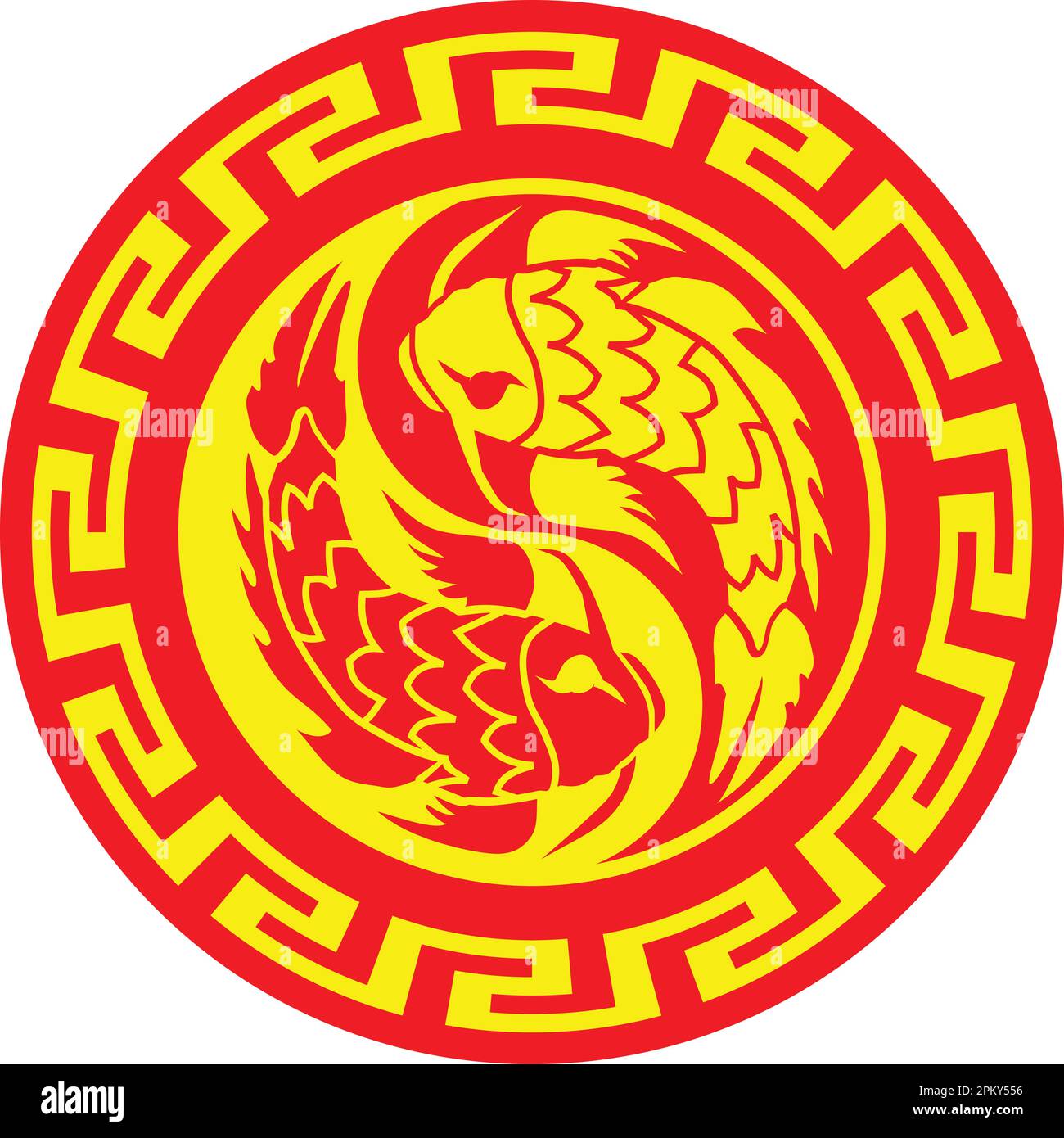 Koi Yinyang simbolo vettore cinese Illustrazione Vettoriale