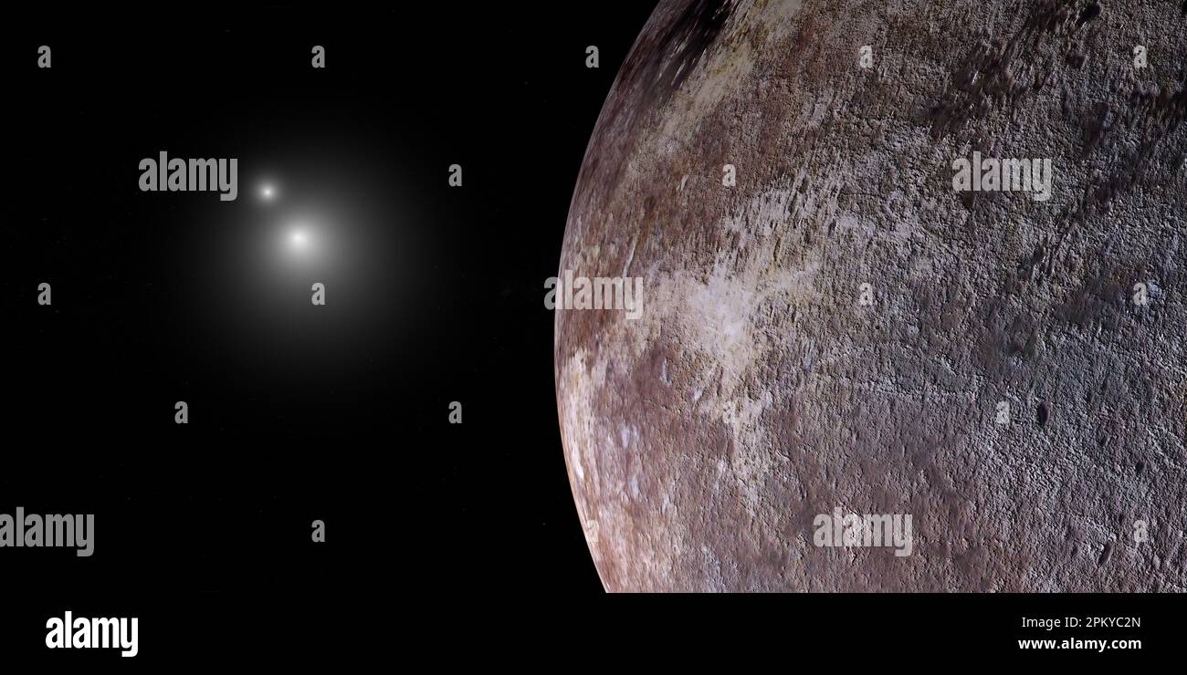 Exoplanet Proxima Centauri b con sistema stella binario Alpha Centauri Foto Stock