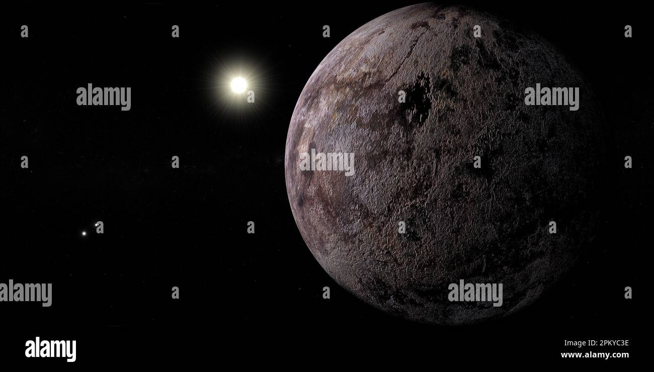 Exoplanet Proxima Centauri b con sistema stella binario Alpha Centauri Foto Stock