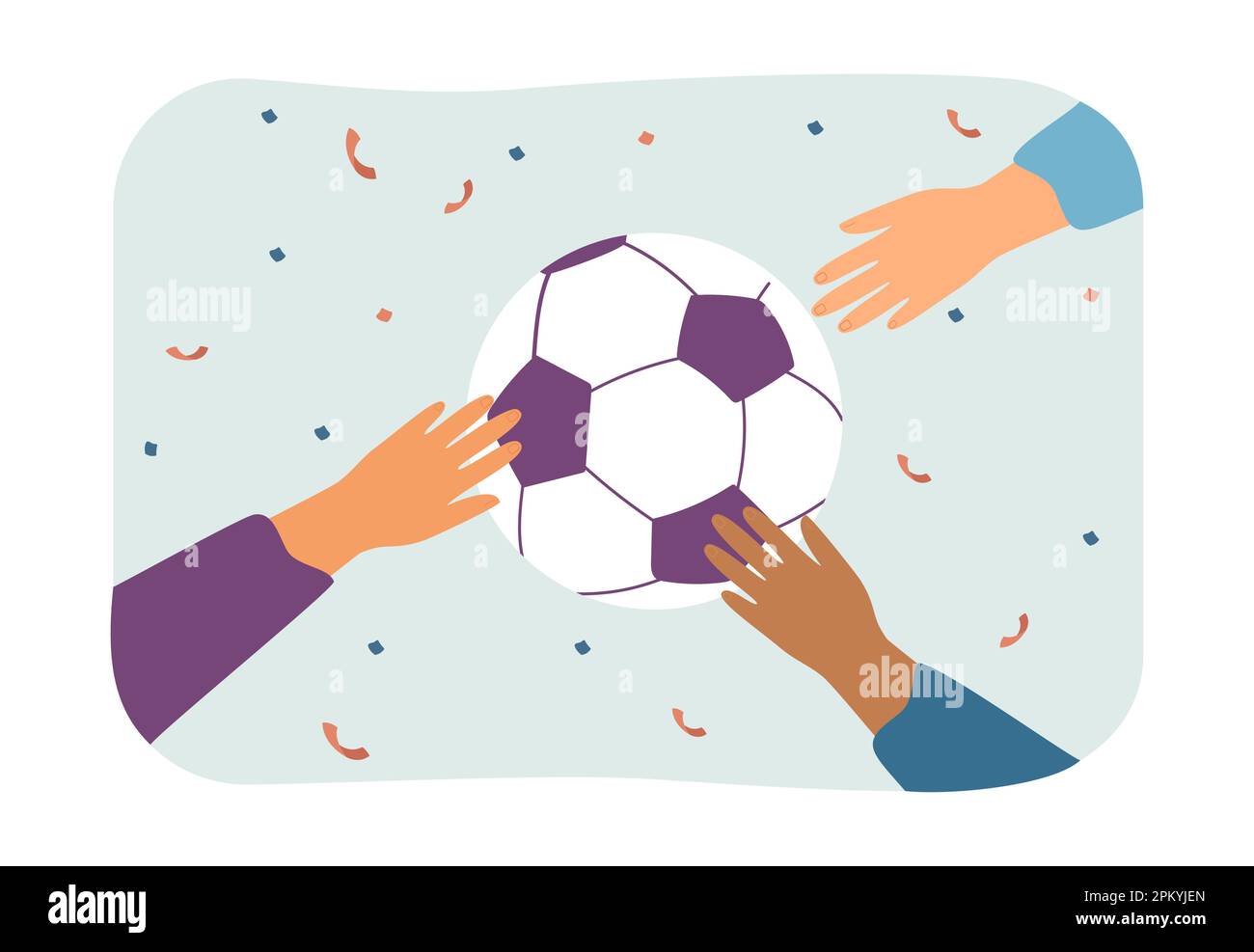 Squadra internazionale di vincitori e giocatori di calcio che tengono il pallone Illustrazione Vettoriale