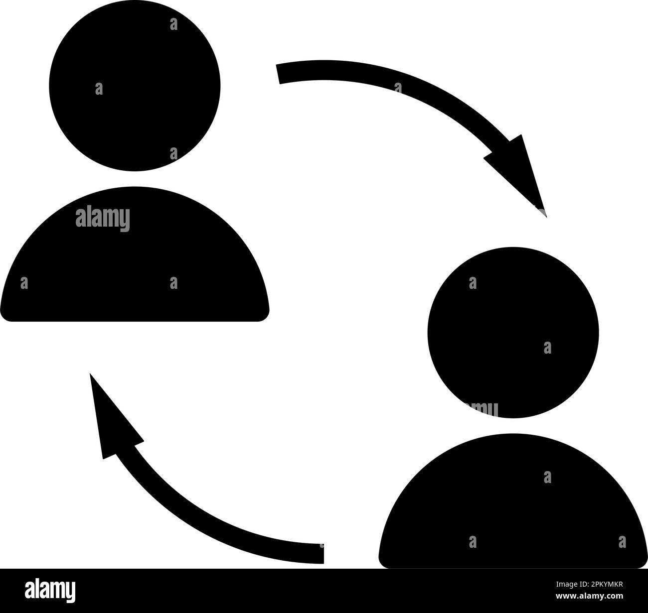 Simbolo dell'icona Direct to Customer (direttamente al cliente) o Business to Business (da azienda a azienda) Illustrazione del vettore piatto Illustrazione Vettoriale