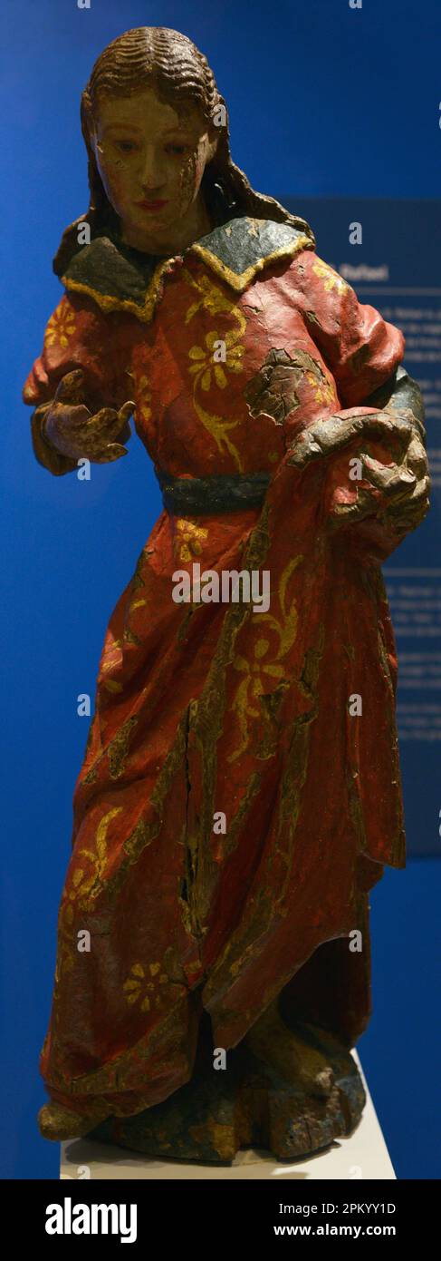Arcangelo San Raffaello. Scultura dell'arcangelo che era a bordo della seconda nave della flotta, omonima, sotto il comando di Paulo da Gama, fratello maggiore di Vasco da Gama. Accompagnò l'arrivo dei portoghesi in India, sopravvissuti al relitto della sua nave durante il viaggio di ritorno. Trasferito alla nave di Vasco da Gama, lo accompagnò in tutti i viaggi successivi. In seguito tornò con Vasco da Gama in India, dove rimase dopo la sua morte nel 1524. Nel 1600 tornò infine in Portogallo, portato da Don Francisco da Gama, il bisnipote del navigatore. Museo Marittimo. Lis Foto Stock