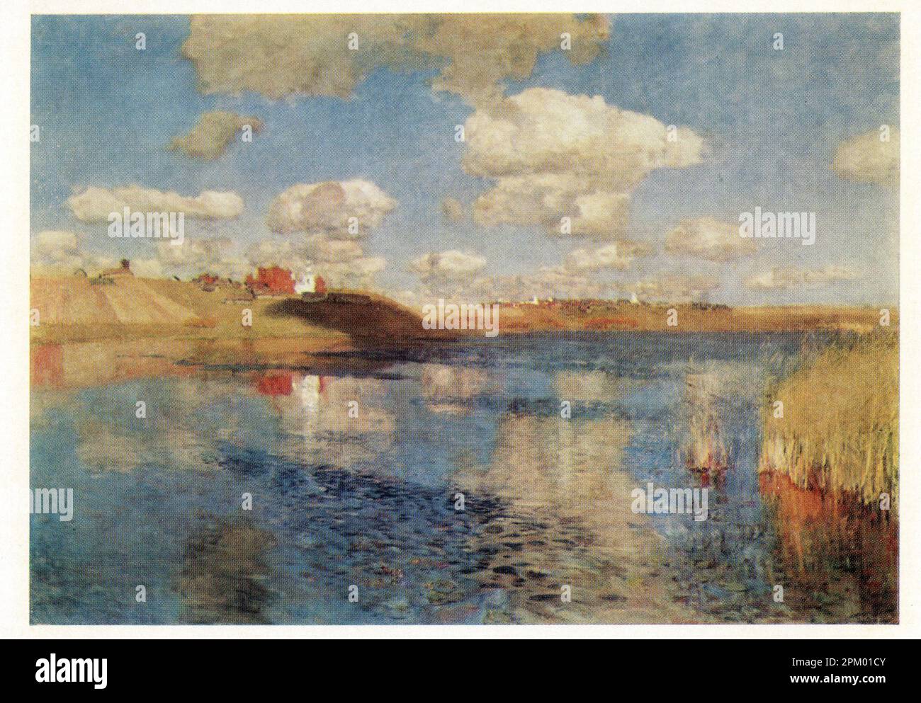 Cartolina d'epoca dell'URSS, 1971. 'Il Lago. Russia". Di Isaac Ilyich Levitan (Russo: Исаак Ильич Левитан; 30 agosto 1860 – 4 agosto 18 22 luglio 1900) è stato un . Foto Stock